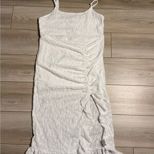 SHEIN Curve White Eyelet Ruched Midi Dress NWT 0XL
